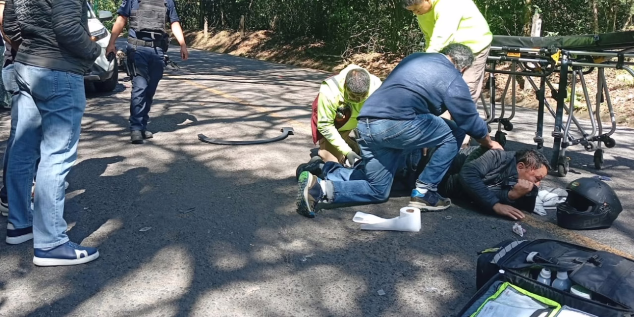 Accidente en la carretera de Briones: Motociclista resulta lesionado tras percance vial