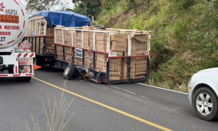 Desprendimiento de eje en la carretera 180 Cardel- Poza Rica, cerca de Laguna Verde
