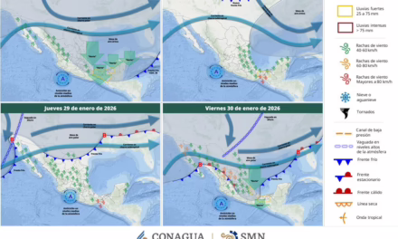DURANTE EL LUNES Y MARTES, EL FRENTE FRÍO NÚM. 30 Y SU MASA DE AIRE ÁRTICO OCASIONARÁN AMBIENTE FRÍO A MUY FRÍO SOBRE LA MAYOR PARTE DEL TERRITORIO NACIONAL