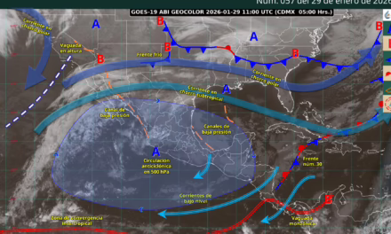 INTERVALOS DE CHUBASCOS EN EL SUR Y SURESTE DEL PAÍS