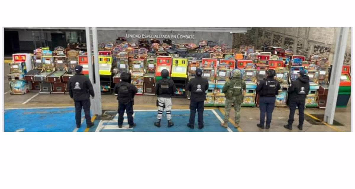En Xalapa, FGE, Fuerzas Federales y Estatales aseguran 180 máquinas tragamonedas durante cateos en 15 establecimientos