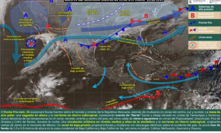 LLUVIAS FUERTES EN ZONAS DEL NORESTE Y ORIENTE DEL PAÍS, ASÍ COMO CAÍDA DE NIEVE EN ZONAS ALTAS DEL ESTADO DE MÉXICO, PUEBLA Y VERACRUZ