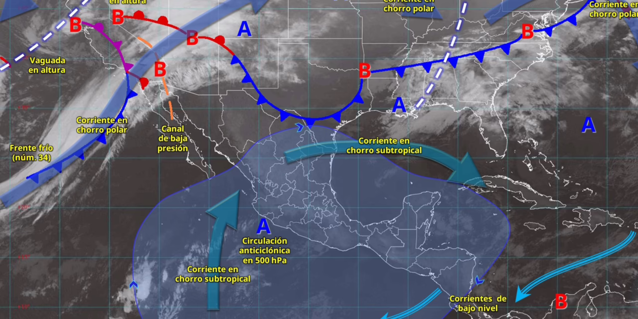 TIEMPO ESTABLE Y BAJA PROBABILIDAD DE LLUVIA EN LA MAYOR PARTE DE LA REPÚBLICA MEXICANA