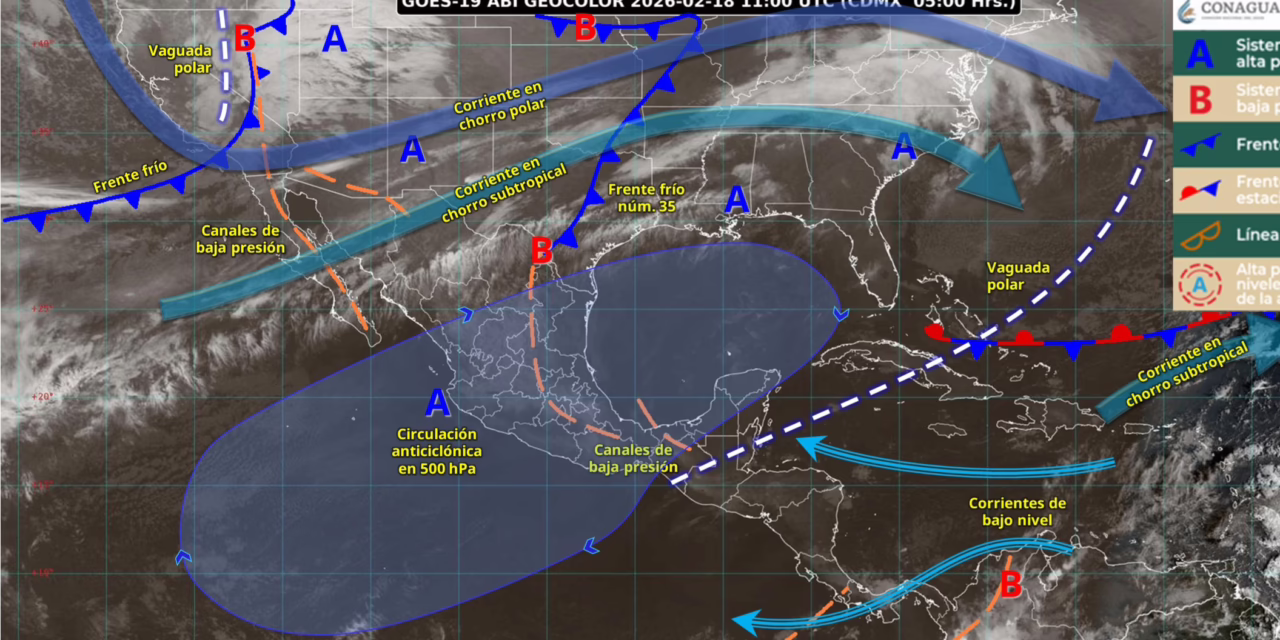 AMBIENTE FRÍO, VIENTO Y LLUVIAS FUERTES SOBRE BAJA CALIFORNIA; ASÍ COMO AMBIENTE CALUROSO EN GRAN PARTE DEL PAÍS