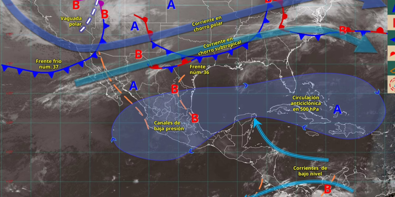 AMBIENTE CALUROSO SOBRE LA MAYOR PARTE DEL PAÍS; Y AMBIENTE FRÍO CON VIENTO FUERTE SOBRE EL NOROESTE DE MÉXICO