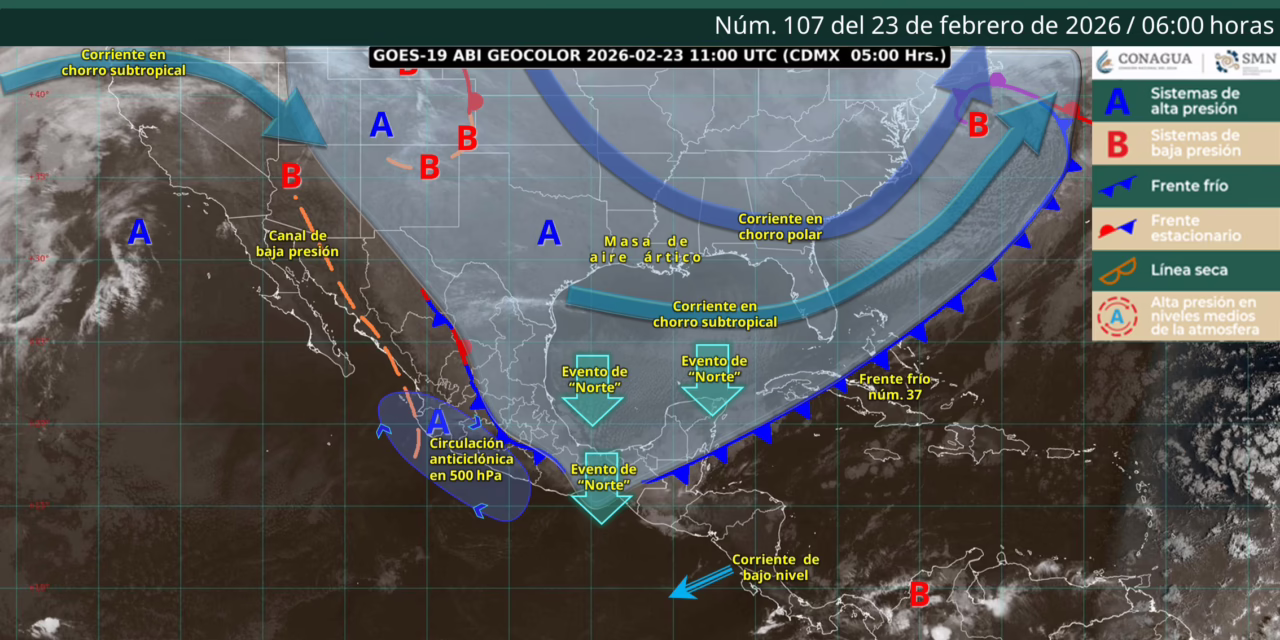 LLUVIAS INTENSAS EN CHIAPAS Y MUY FUERTES EN VERACRUZ, OAXACA Y TABASCO; AMBIENTE FRÍO A MUY FRÍO