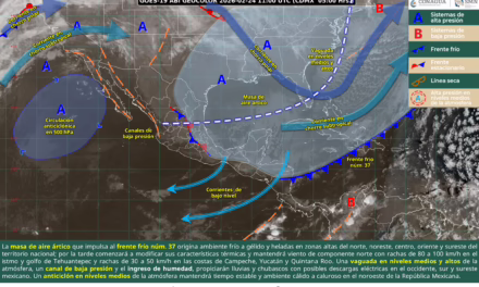 EVENTO DE “NORTE” MUY FUERTE A INTENSO EN EL ISTMO Y GOLFO DE TEHUANTEPEC, ADEMÁS DE CHUBASCOS EN EL SUR, SURESTE Y ORIENTE DEL PAÍS