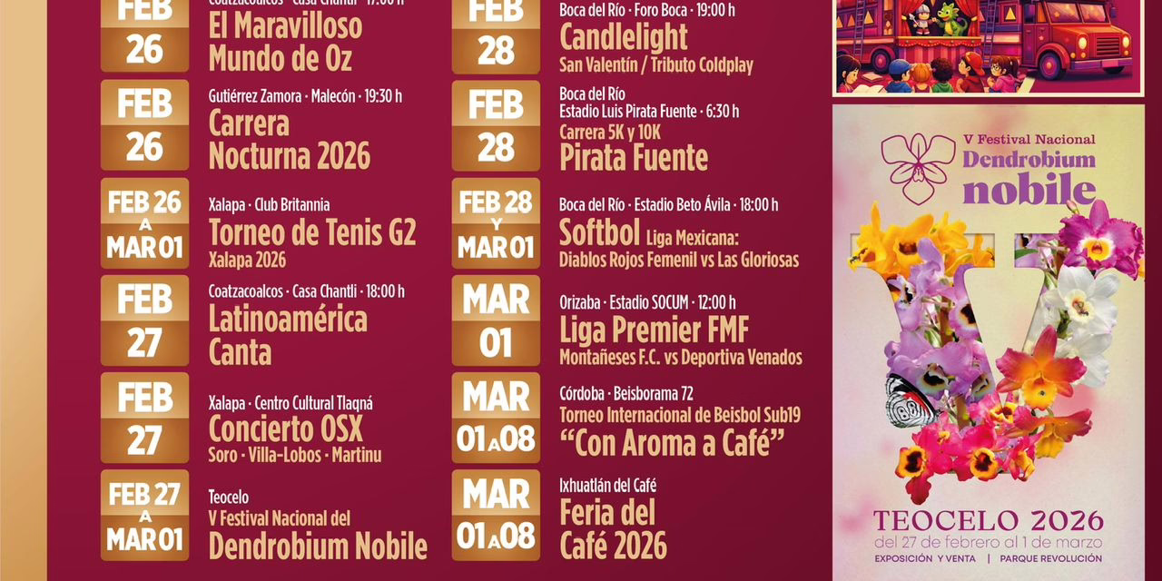 Presenta SECTUR cartelera semanal al 01 de marzo