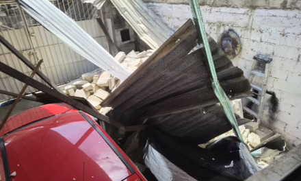 Colapsa barda sobre vivienda en la colonia Sostenes M. Blanco