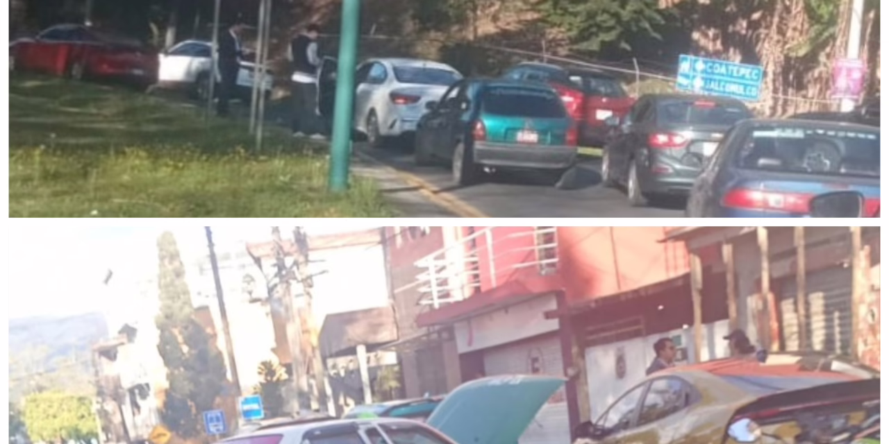 Taxi se impacta contra auto en la avenida Ruiz Cortines y accidente a la altura del Velodromo