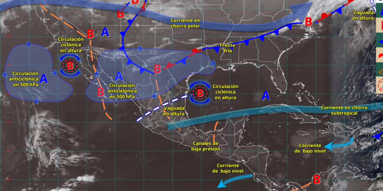 LLUVIAS PUNTUALES FUERTES EN ZONAS DE PUEBLA, VERACRUZ Y OAXACA, MANTENIENDO LA ONDA DE CALOR EN ZONAS DEL NORTE, OCCIDENTE Y SUR DE MÉXICO