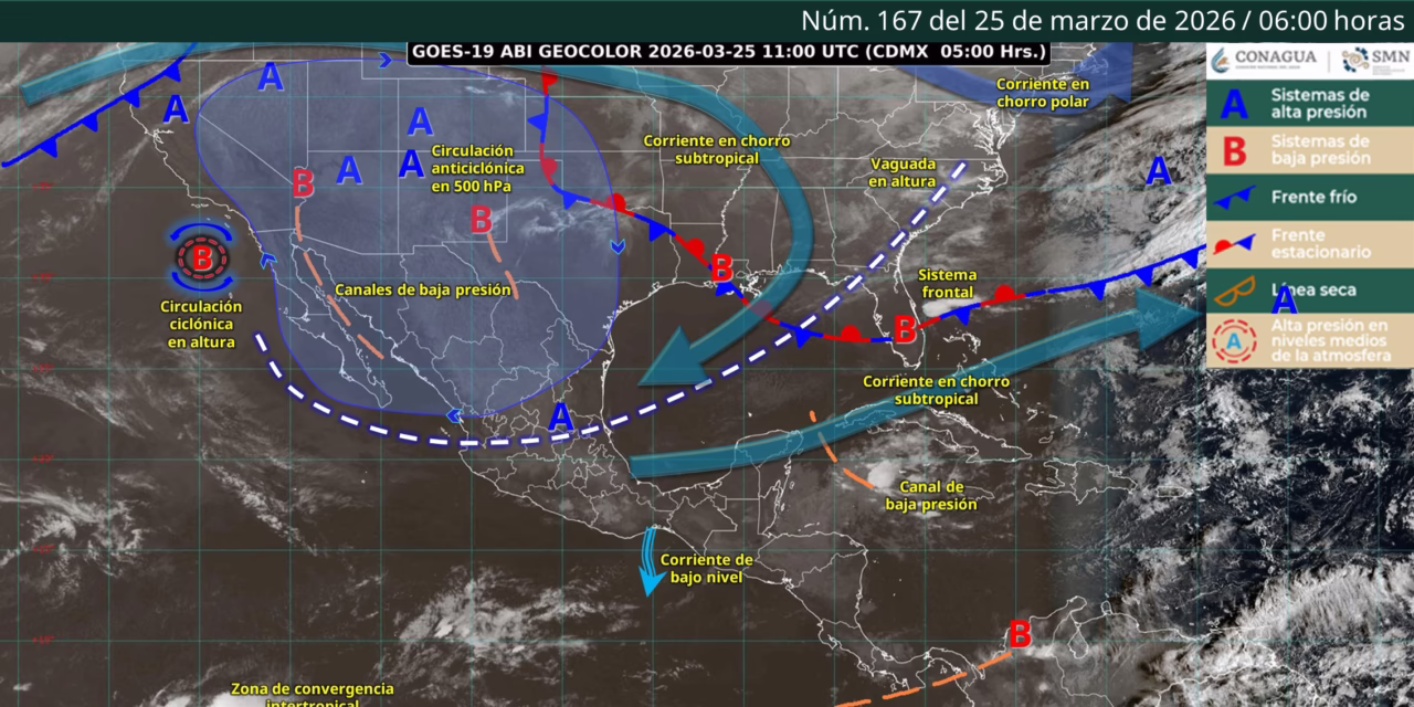 Canales de baja presión sobre el interior del país, una vaguada en altura y el ingreso de humedad del océano Pacífico, golfo de México y mar Caribe