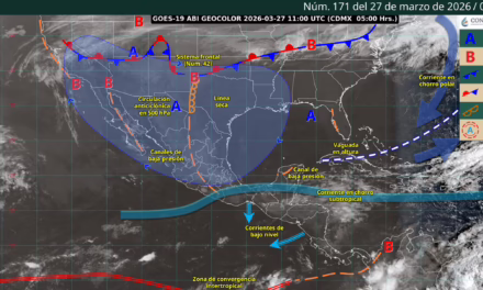 EL INGRESO DE UN NUEVO FRENTE FRÍO SOBRE EL NORTE DE MÉXICO, LO QUE PROPICIARÁ RACHAS FUERTES DE VIENTO Y POSIBLES TOLVANERAS EN EL NORTE Y NORESTE DE MÉXICO