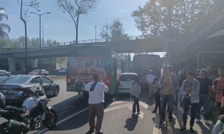 Choque entre autobús y auto particular a la altura de Las Animas