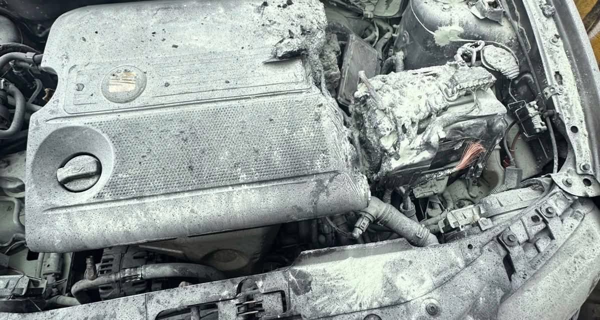 Sofocan incendio de vehículo en Coatepec; un cortocircuito, la probable causa