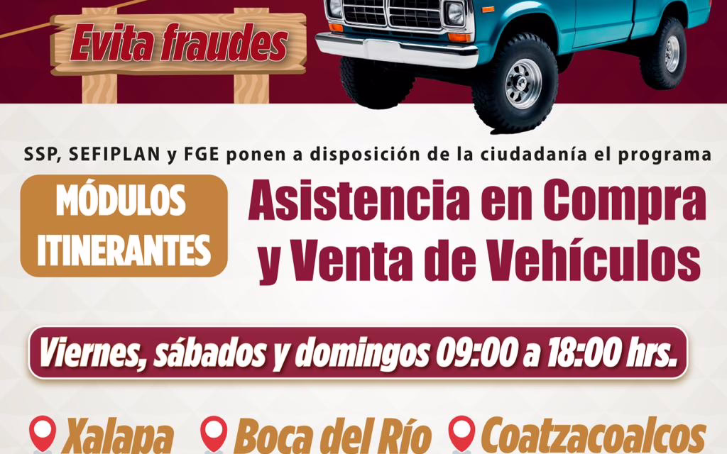 Integran SSP, SEFIPLAN y FGE programa para evitar el robo y fraude en compra-venta de vehículos