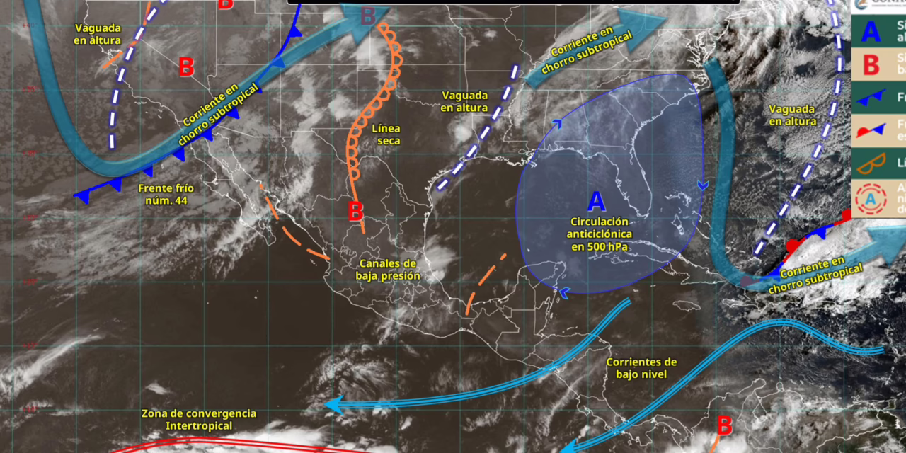 Lluvias aisladas en Sonora y Chihuahua; dichas lluvias se podrían acompañar con descargas eléctricas y caída de granizo.