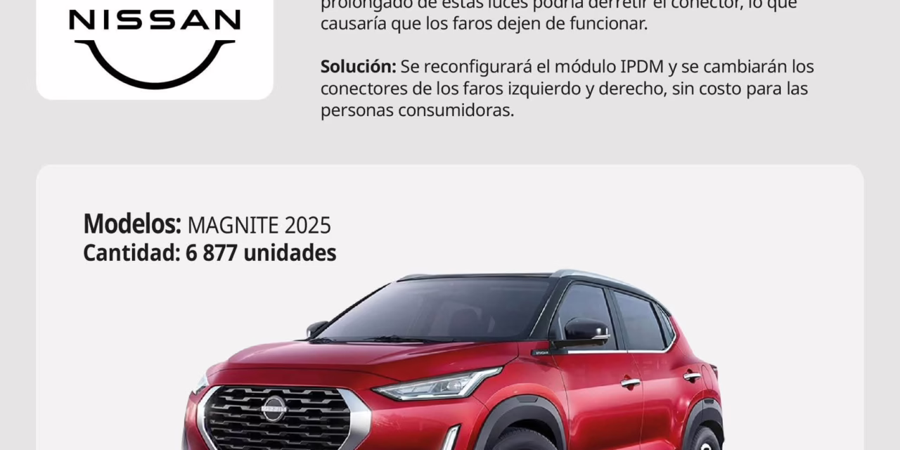 Profeco emite llamado a revisión para el Nissan Magnite 2025 por falla en faros
