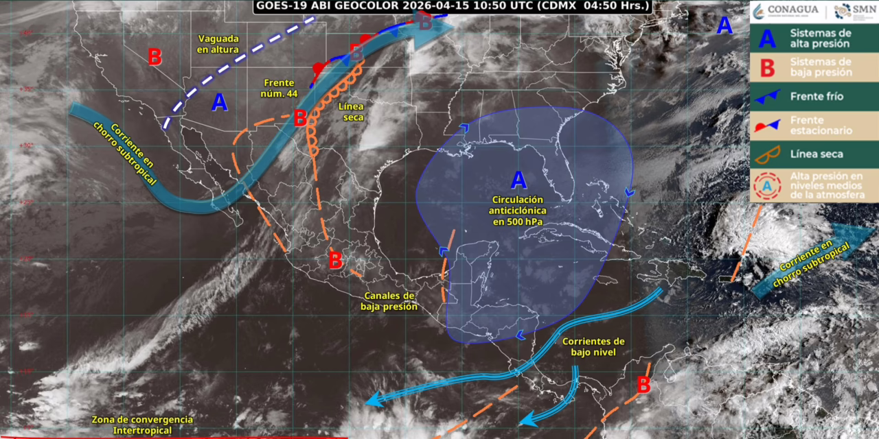 Ingreso de humedad del océano Pacífico, golfo de México y mar Caribe, generarán lluvias con descargas eléctricas en estados del occidente, centro, sur y sureste