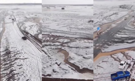 VIDEO: INCREÍBLE GRANIZADA PINTA DE BLANCO EL DESIERTO EN ARABIA SAUDITA 