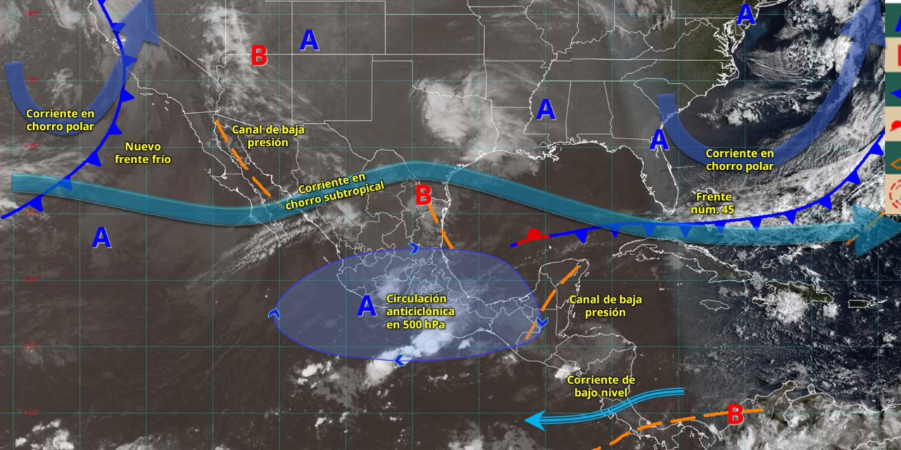 SE PRONOSTICAN LLUVIAS PUNTUALES FUERTES EN ZONAS DEL OCCIDENTE, CENTRO, SUR Y SURESTE DEL PAÍS