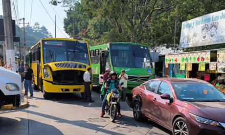 Caos vial en la Avenida Répsamen: Percance entre autobús y auto particular bloquea la circulación