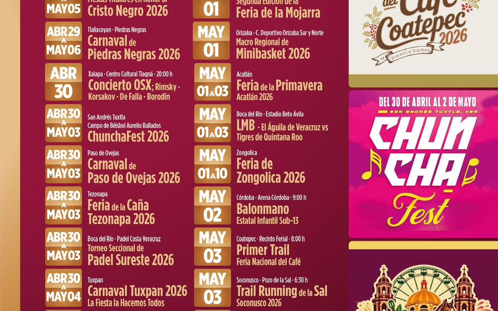 Ferias, carnavales y conciertos marcan la agenda turística en Veracruz