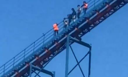 Video:Pasajeros quedan atrapados en montaña rusa de Six Flags y evacúan a gran altura