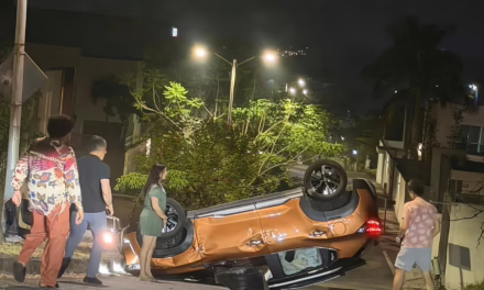 Aparatosa volcadura en Monte Magno deja daños materiales la noche del 10 de mayo