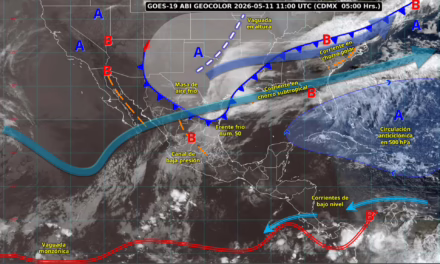 ESTE DÍA SE PREVÉN LLUVIAS INTENSAS A PUNTUALES TORRENCIALES EN ZONAS DE TAMAULIPAS, SAN LUIS POTOSÍ,  QUERÉTARO, HIDALGO, PUEBLA Y VERACRUZ