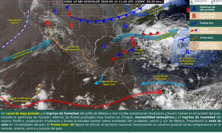 LLUVIAS MUY FUERTES EN CHIAPAS Y ONDA DE CALOR EN ESTADOS DEL NOROESTE, OCCIDENTE, SUR Y SURESTE DEL PAÍS