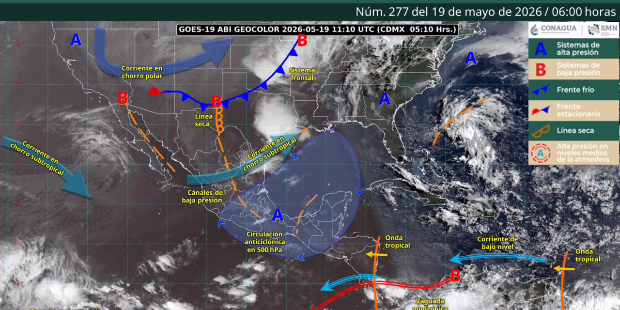 SE PRONOSTICAN LLUVIAS MUY FUERTES EN ZONAS DEL NORESTE, CENTRO, ORIENTE Y SURESTE DEL PAÍS