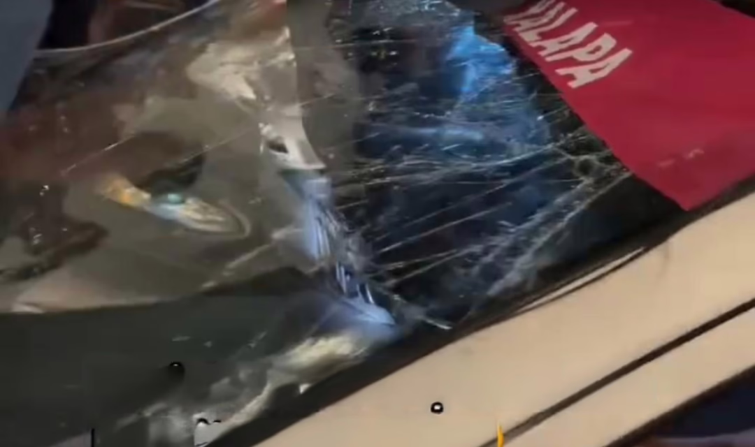 Video:Causan daños a taxi, durante festejos de Cruz Azul en Xalapa