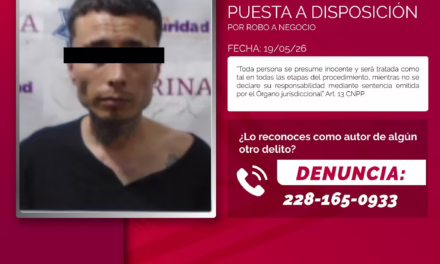 Capturan a presunto asaltante de comercios en Xalapa; piden a víctimas denunciar