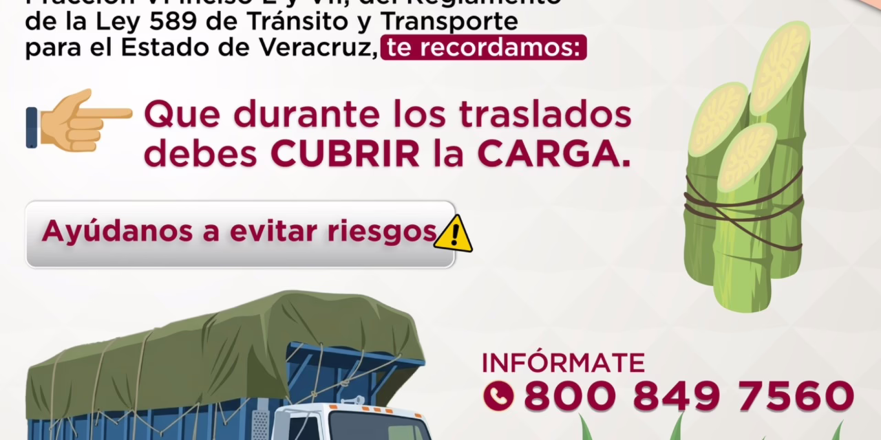 Exhorta SSP al uso de cubierta protectora en vehículos de carga