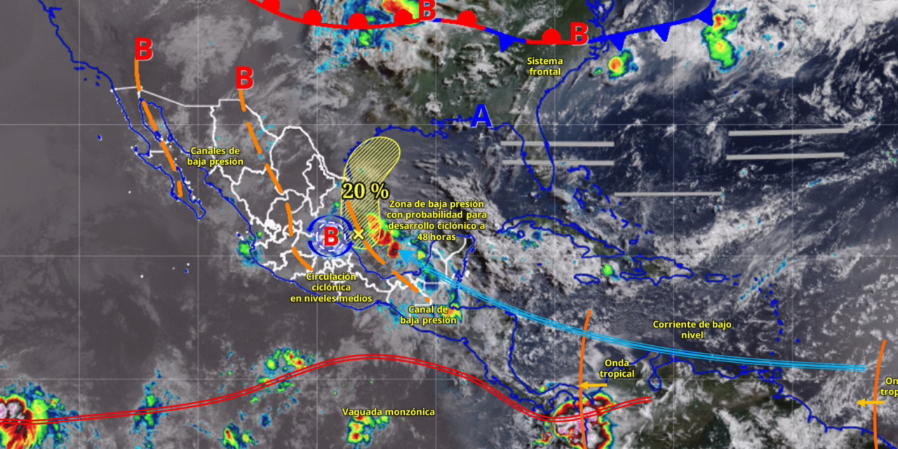 Esta misma situación de tormentas afectará al sur de Tamaulipas, al norte y centro de Veracruz