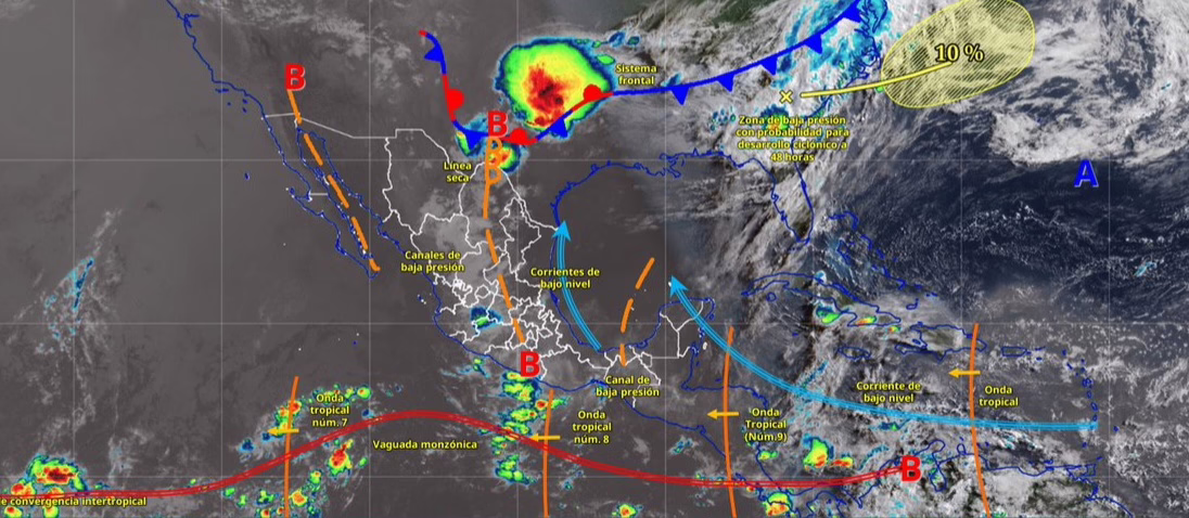 LLUVIAS MUY FUERTES EN ZONAS DE CHIHUAHUA, COAHUILA, NUEVO LEÓN, DURANGO, MICHOACÁN, GUANAJUATO, QUERÉTARO, PUEBLA, ESTADO DE MÉXICO, GUERRERO, OAXACA Y CHIAPAS