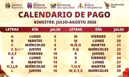 Fechas exactas del pago de la Pensión Bienestar del bimestre julio-agosto