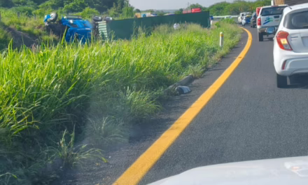 Tráiler se accidenta en la carretera Xalapa-Veracruz.