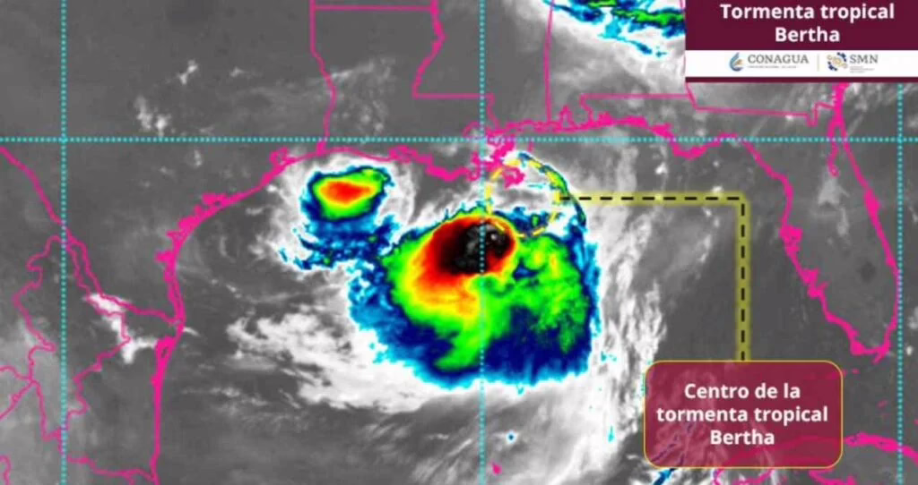 Tormenta tropical Bertha avanza por el Golfo de México