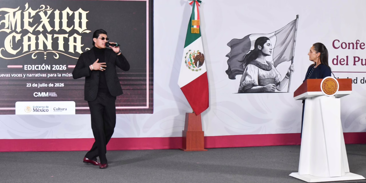 “El Bogueto” promueve ‘México Canta 2026’ durante la conferencia de Claudia Sheinbaum